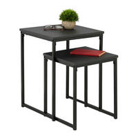 2XBEISTELLTISCH - Schwarz, Holzwerkstoff/Kunststoff (40/40/54cm) - Relaxdays