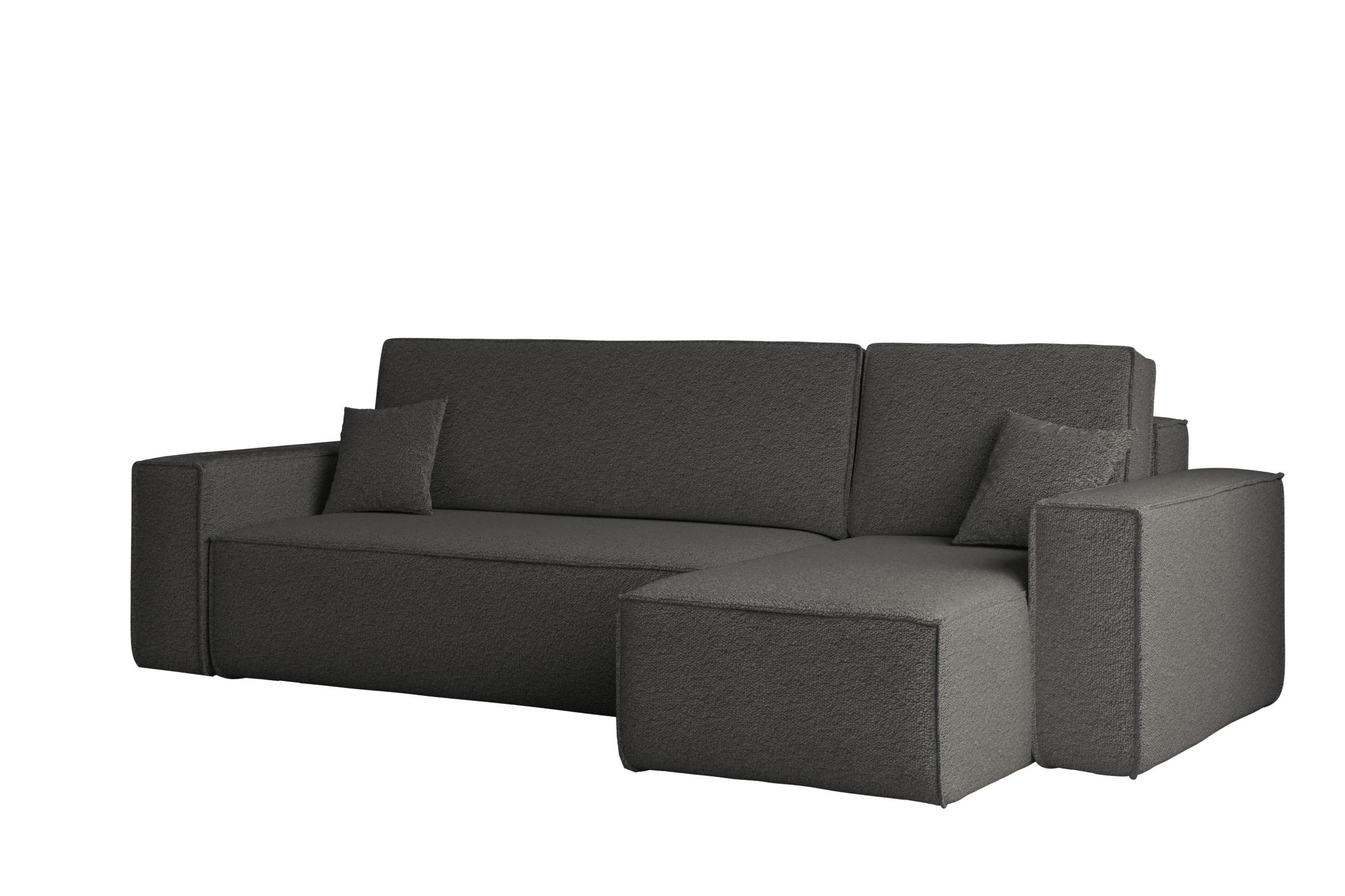 ECKSOFA Mit Schlaffunktion Und Bettkasten L-Form BEST Stoff Abriamo Graphit Rechts - Graphitfarben, Holz/Textil (244/142cm) - Kaiser Möbel