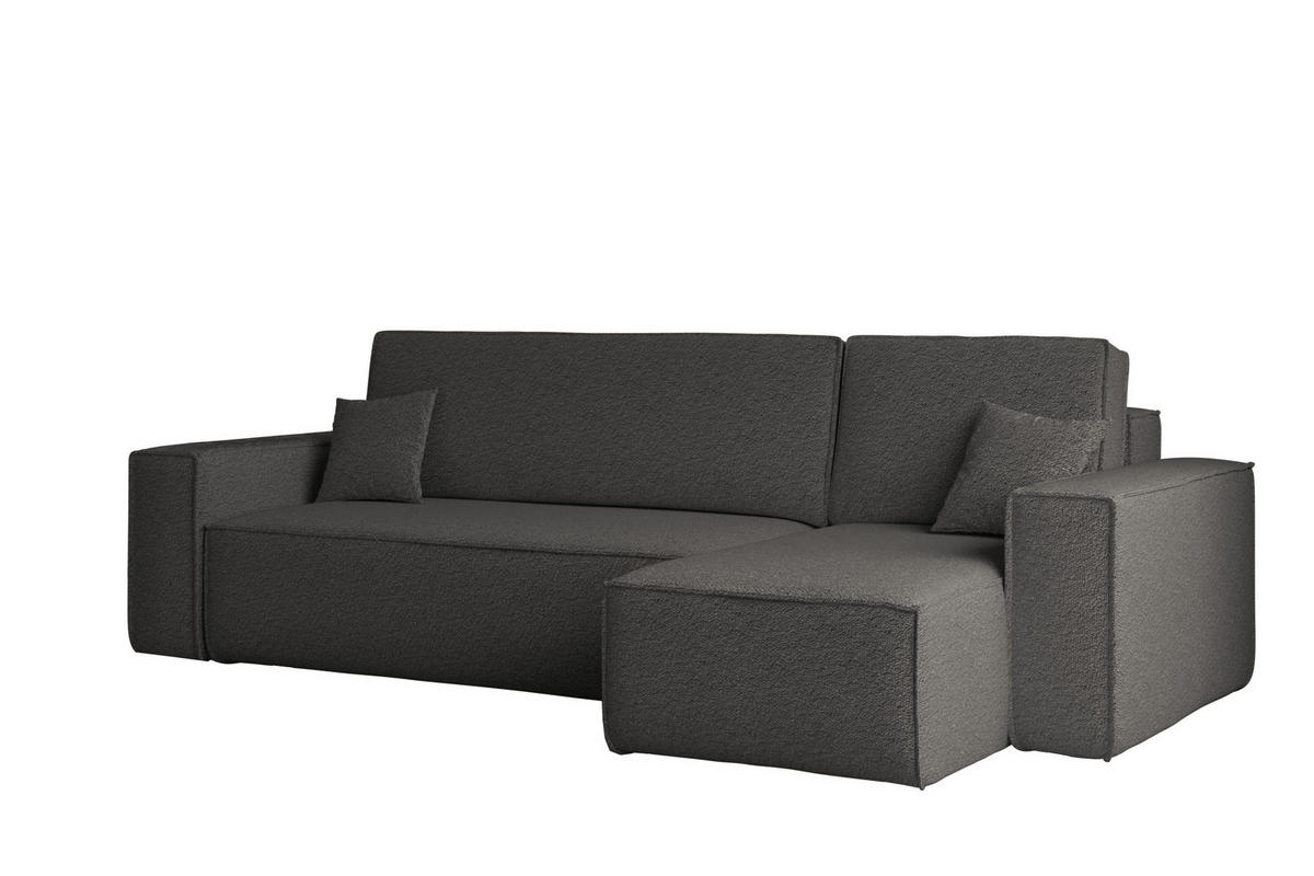 ECKSOFA Mit Schlaffunktion Und Bettkasten L-Form BEST Stoff Abriamo Graphit Rechts - Graphitfarben, Holz/Textil (244/142cm) - Kaiser Möbel