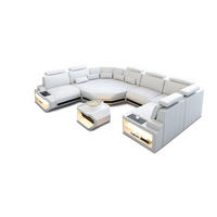 WOHNLANDSCHAFT Asti U Mini - Schwarz/Weiß, Leder (352/93/280cm) - Sofa Dreams