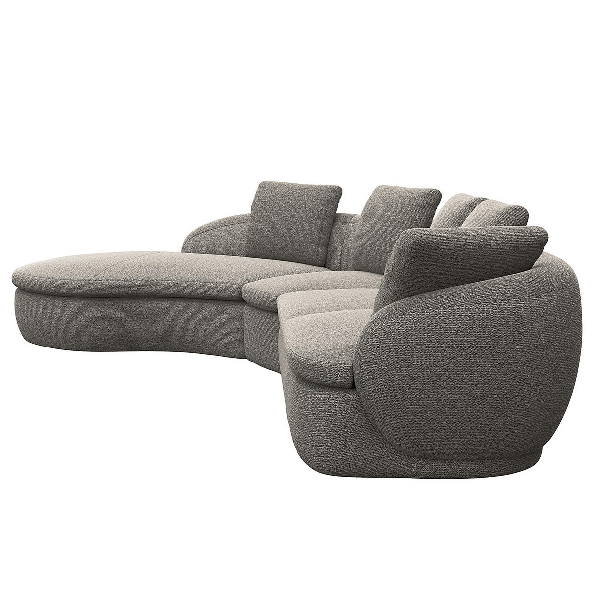 ECKSOFA mit Rundecke - Schwarz/Grau, Kunststoff/Textil (340/225cm) - home24