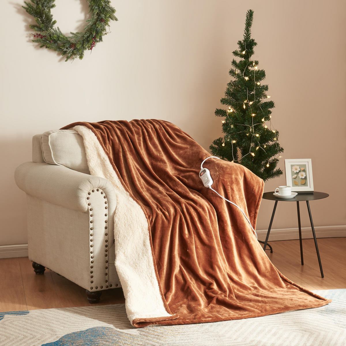 PŘIKRÝVKA Archi - hnědá, textil (180/130cm) - [en.casa]