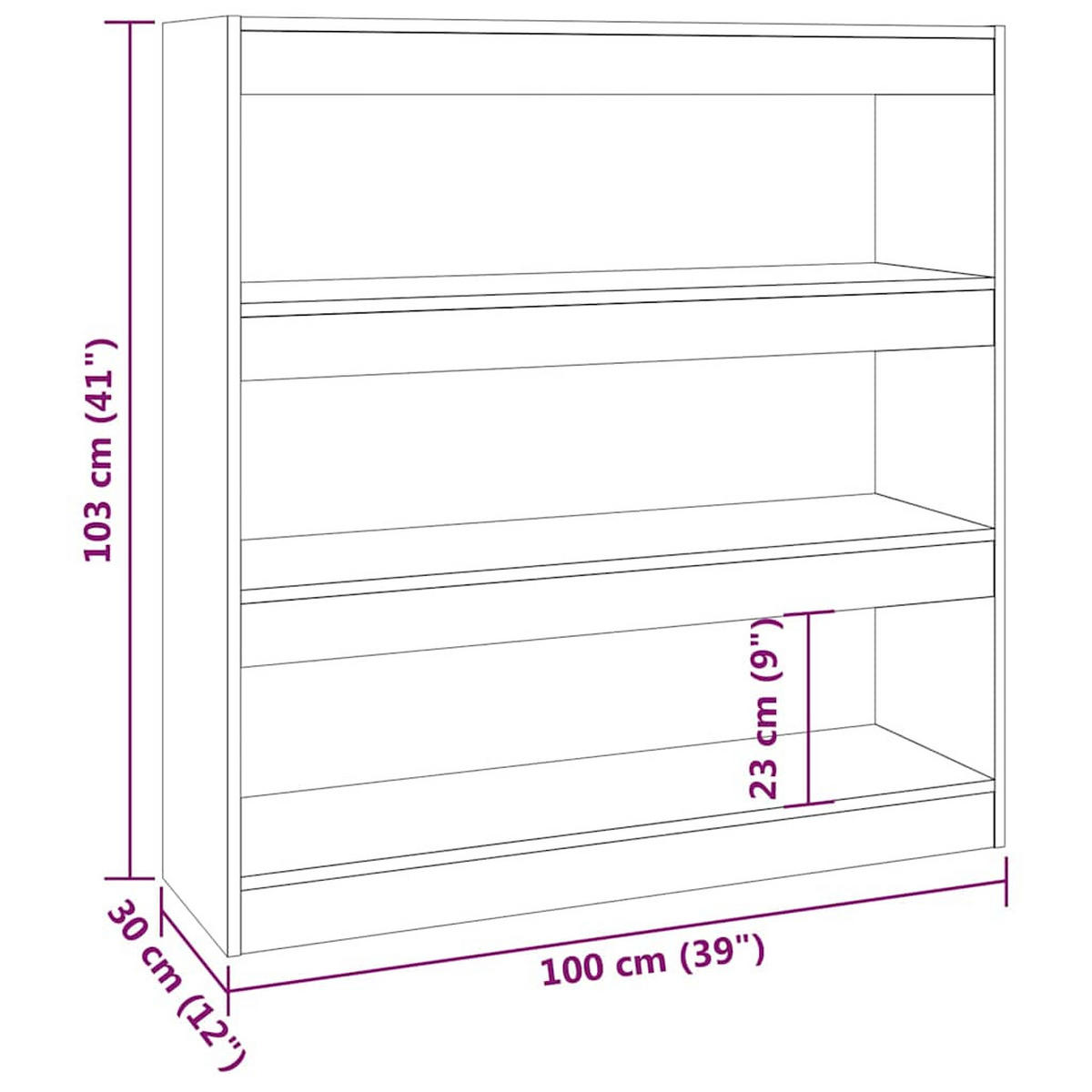 BÜCHERREGAL/RAUMTEILER Weiss 100/30/103 Cm - Weiß, Holzwerkstoff (30/103/100cm) - vidaXL