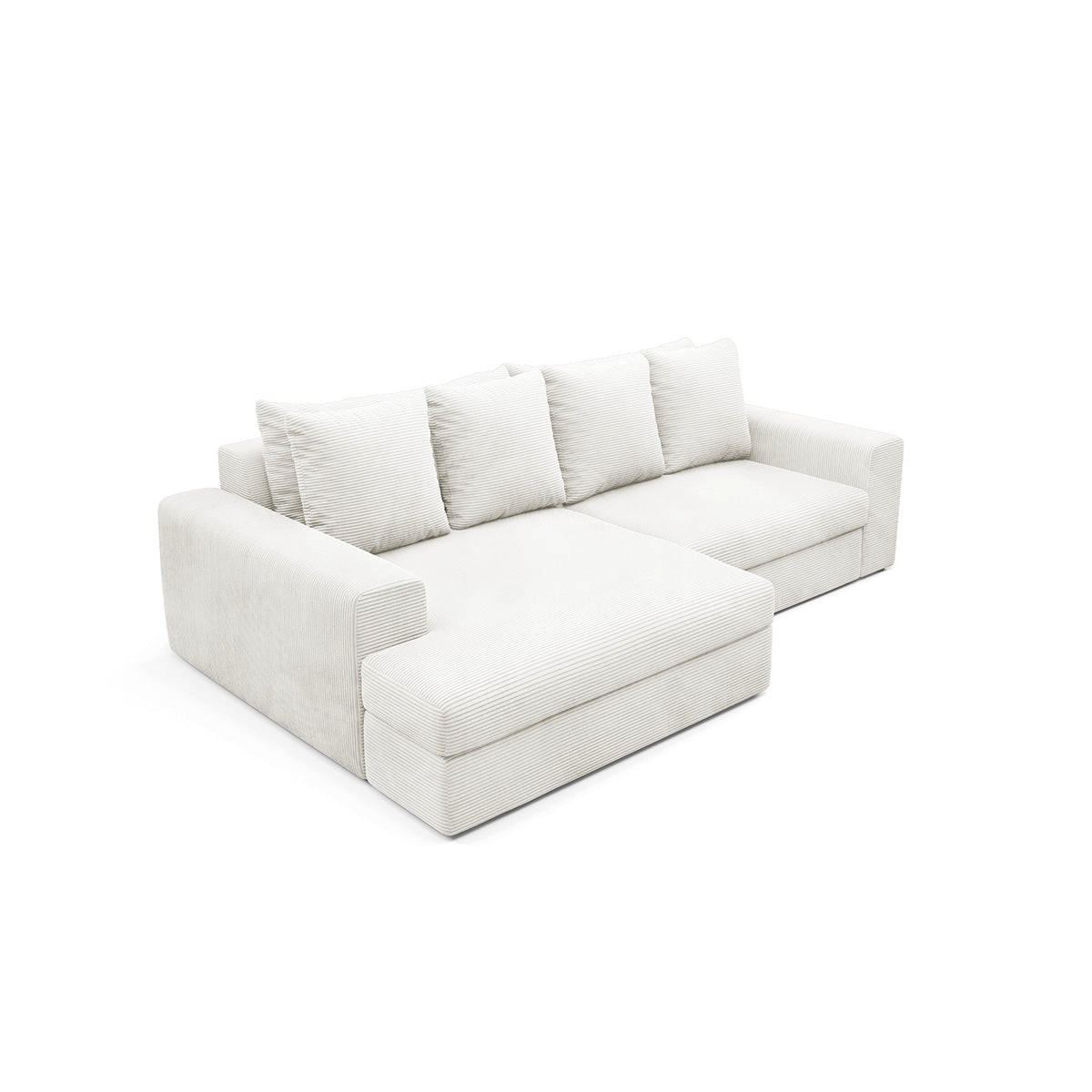 ECKSOFA Paola 3 Sitzplätze Cremefarben - Weiß, Holz (272/167cm) - Petits-meubles