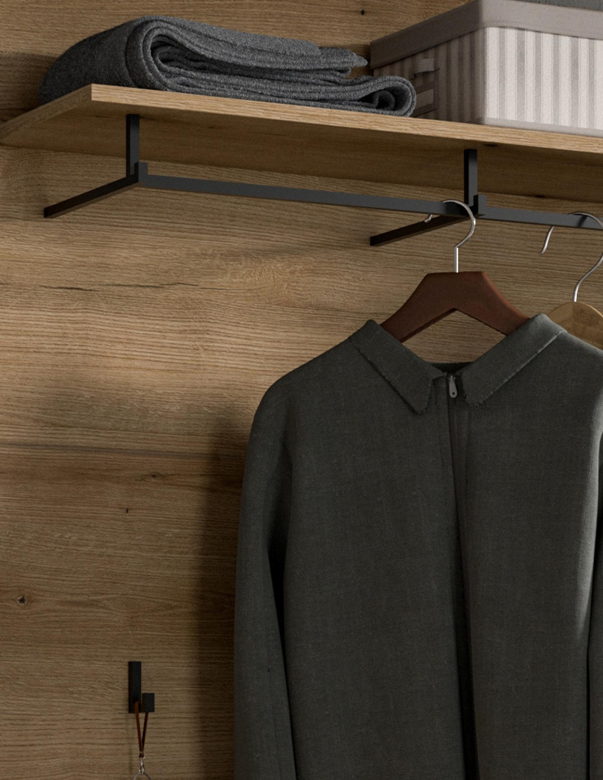 GARDEROBE Set 3-teilig Evoke Eiche 167 cm, Flurmöbel mit viel Stauraum - Eichefarben/Schwarz, Glas/Holzwerkstoff (167/197/40cm) - Inn.Furn