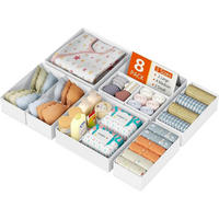 SCHUBLADEN Organizer 8-teiliges Set Weiß - Multicolor, Textil (15/9/30cm)