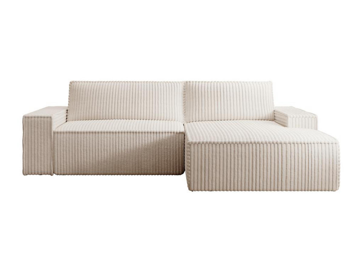 ECKSOFA mit Schlaffunktion - Ecke rechts - grob gerippter Cord - Beige - AMELIA - Beige, Textil (167/267cm) - Vente-Unique