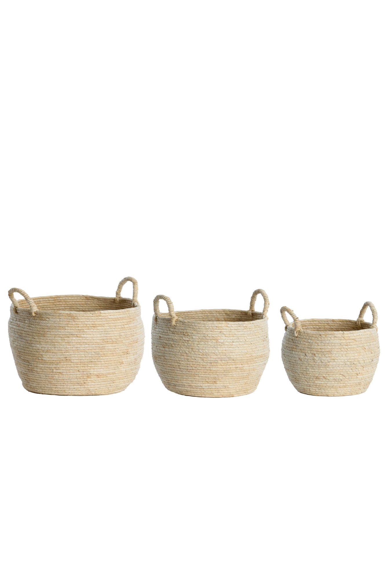 KORB Kilbaha Braun Ø33/30 cm 3er-Set - Creme, Naturmaterialien (33/30/33cm) - Light & Living