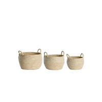 KORB Kilbaha Braun Ø33/30 cm 3er-Set - Creme, Naturmaterialien (33/30/33cm) - Light & Living