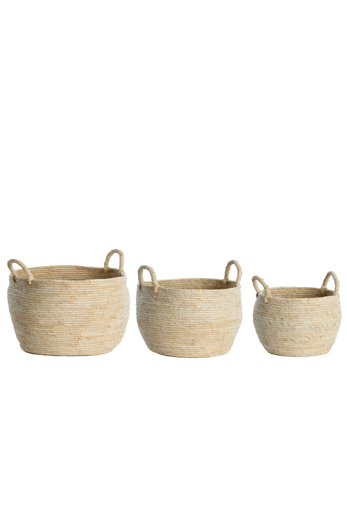 KORB Kilbaha Braun Ø33/30 cm 3er-Set - Creme, Naturmaterialien (33/30/33cm) - Light & Living