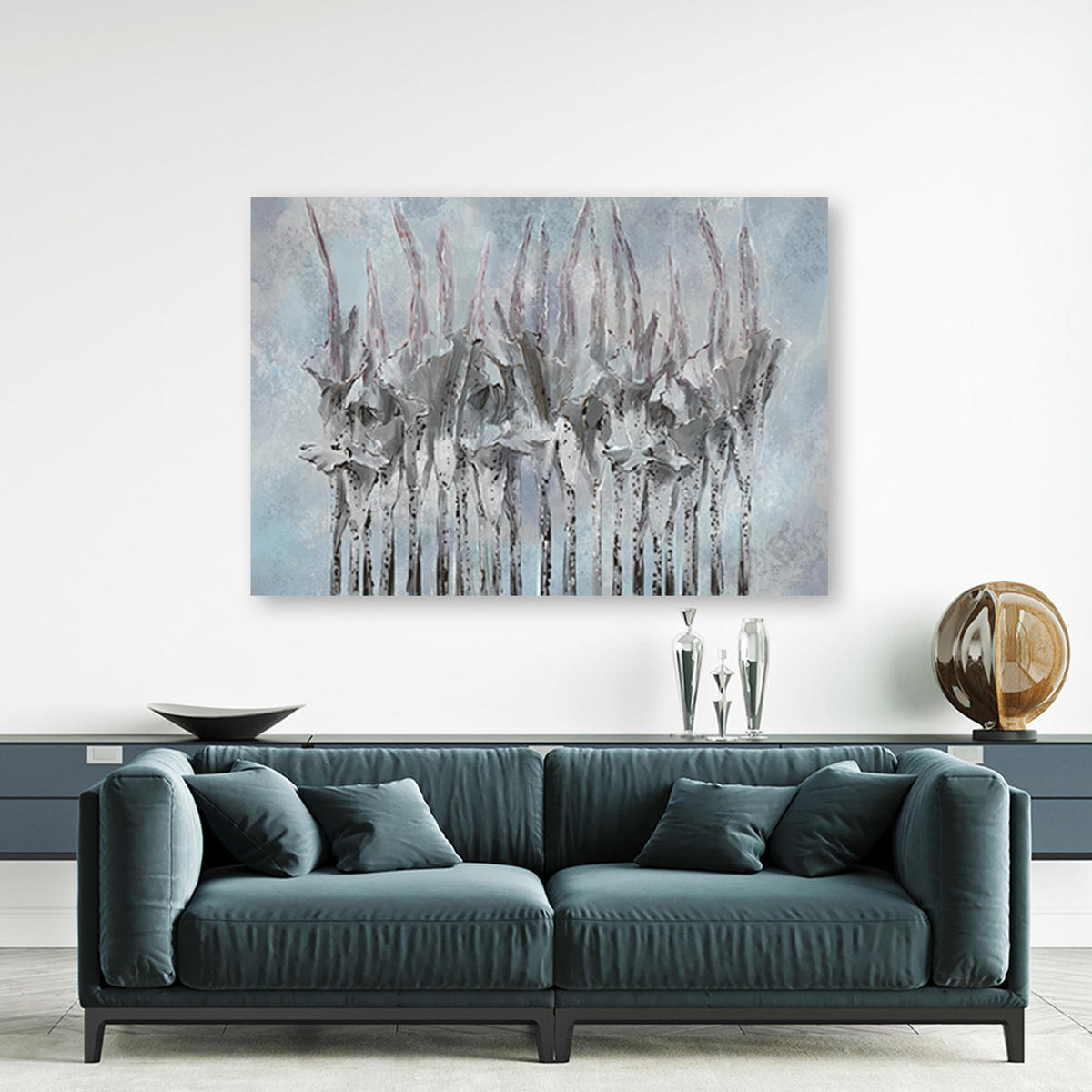 WANDBILD pflanzen blumen simnitło - Silberfarben, Textil (60/40cm) - Feeby