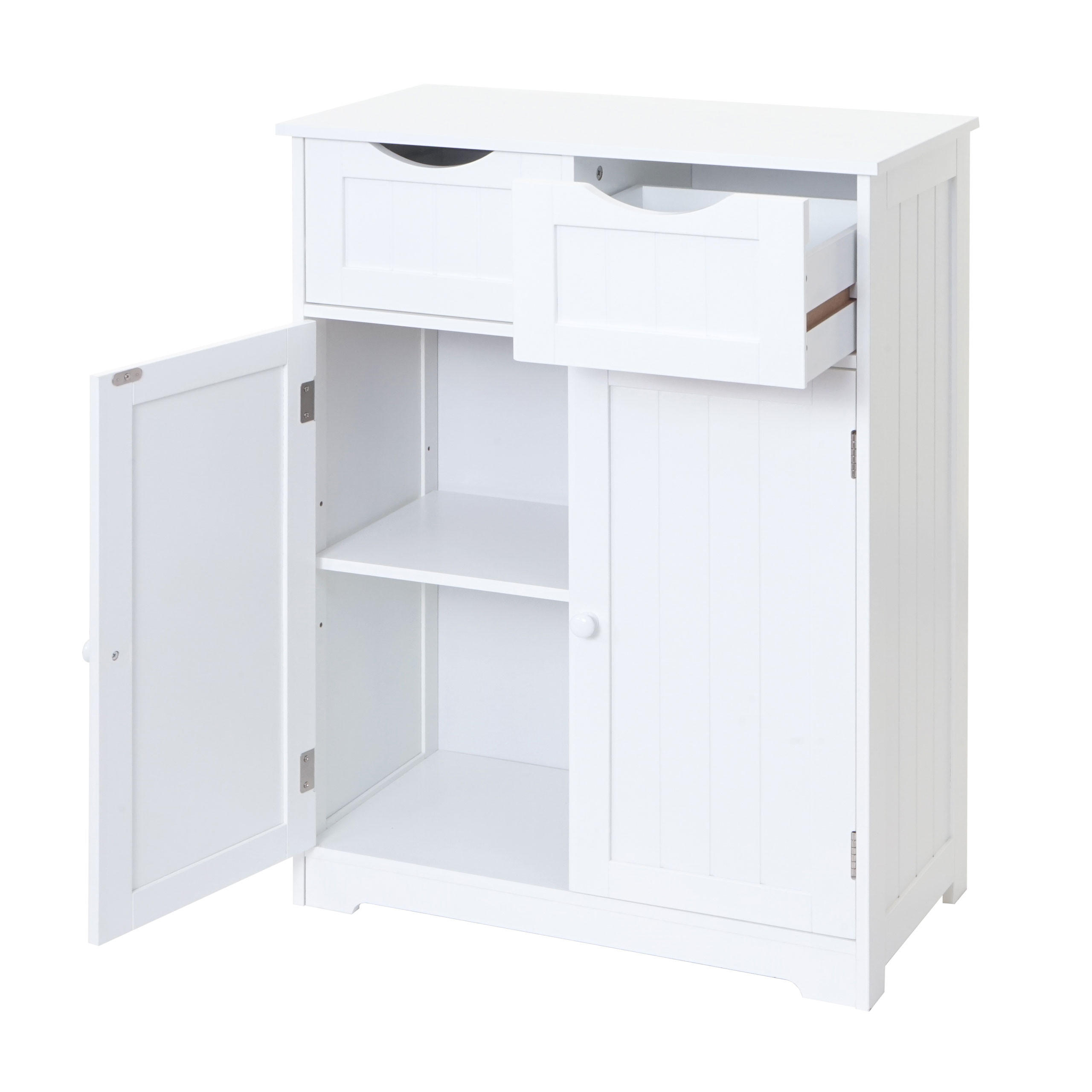 KOMMODE 2 SCHUBLADEN 2 TÜREN Reinweiß - Weiß, Holzwerkstoff (70/80/35cm) - MCW