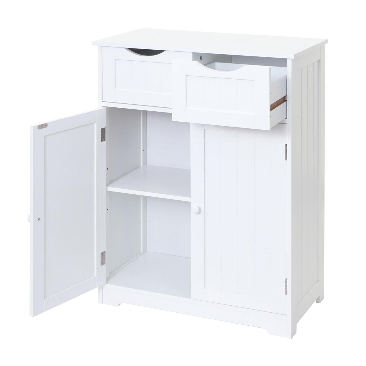 KOMMODE 2 SCHUBLADEN 2 TÜREN Reinweiß - Weiß, Holzwerkstoff (70/80/35cm) - MCW