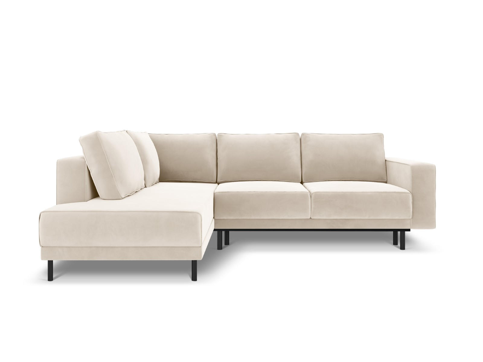 AUSKLAPPBARES-ECKSOFA links Caro aus Samt leichtes beige 5 Sitzplätze - Beige, Textil (187/247cm) - Micadoni