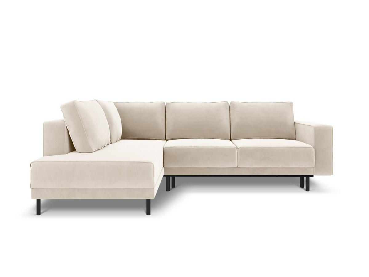 AUSKLAPPBARES-ECKSOFA links Caro aus Samt leichtes beige 5 Sitzplätze - Beige, Textil (187/247cm) - Micadoni