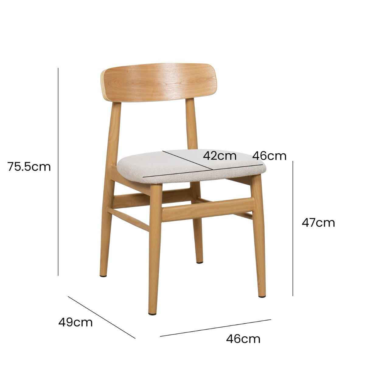 ESSZIMMERSTUHL 2er Set aus Stoff, beige - Beige, Metall (50/80/56cm) - Giga Meubel