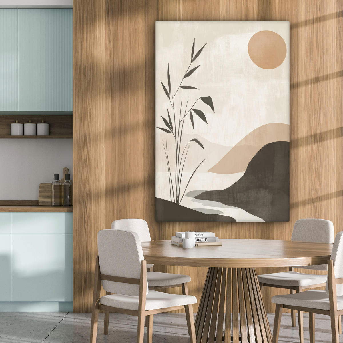 LEINWANDBILD Japandi - Landschaft - Beige 80x120 cm - Cognac, Textil (80/120cm) - MuchoWow