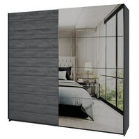 SCHWEBETÜRENSCHRANK COSMICO 220/210/61 cm 2-türig mit Spiegel Hellgrau - Hellgrau, Holzwerkstoff (220/210/61cm) - MASSENO