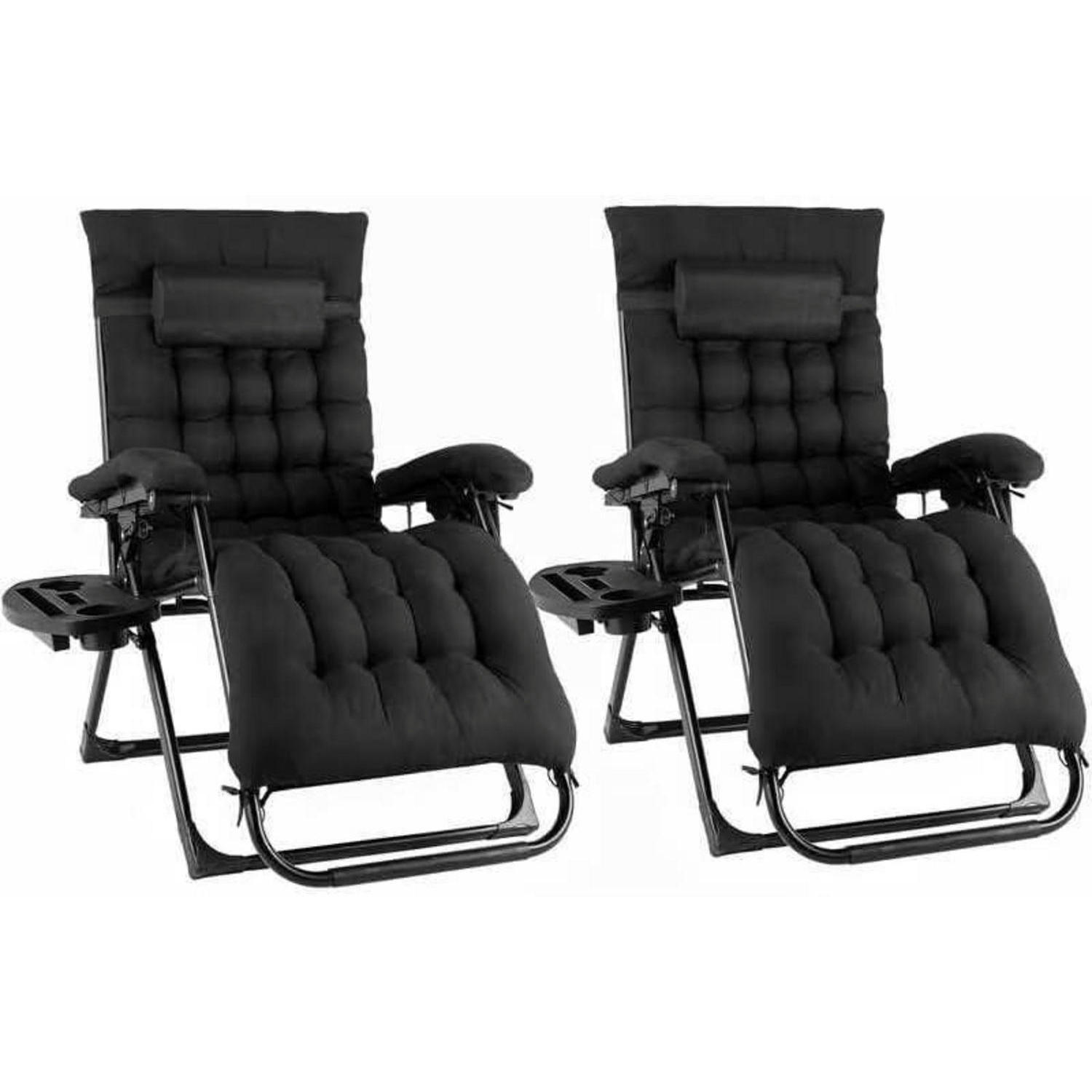 SONNENLIEGE 2-teiliges Set Schwarz - Schwarz, Textil (68.5/82/158cm)