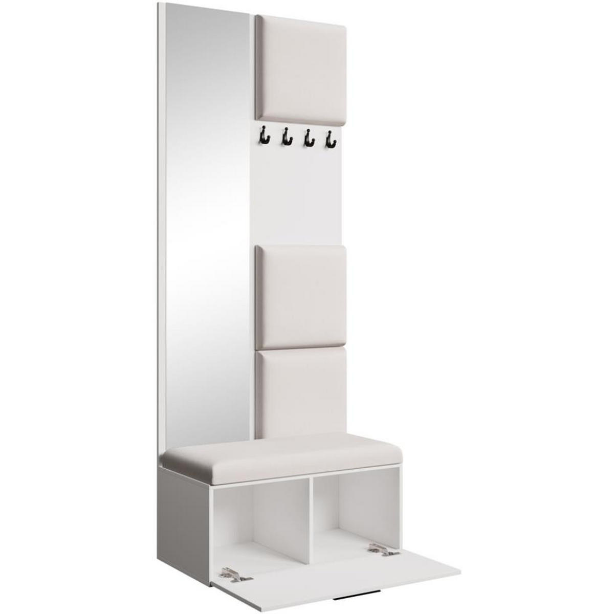 GARDEROBE Margaret III 81/203/43 mit gepolsterten Paneelen - Beige/Schwarz, Holzwerkstoff/Kunststoff (81/203/43cm) - Beautysofa