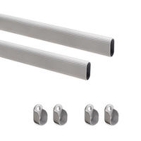 SCHRANKSCHIENENSET, 2 x 0,75 m mit Halterungen, Aluminium und Zamak, Matt eloxiert - Dunkelgrau, Metall (1.5/3/75cm) - EMUCA