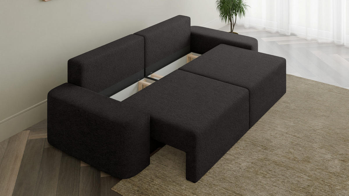 SOFA Lisbon - Schwarz (Arena 19) - Schwarz, Holzwerkstoff (268/85/110cm)