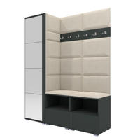 GARDEROBEN-SET Nela II mit Spiegel 150/187/40 - Silberfarben/Creme, Holzwerkstoff/Kunststoff (150/187/40cm)