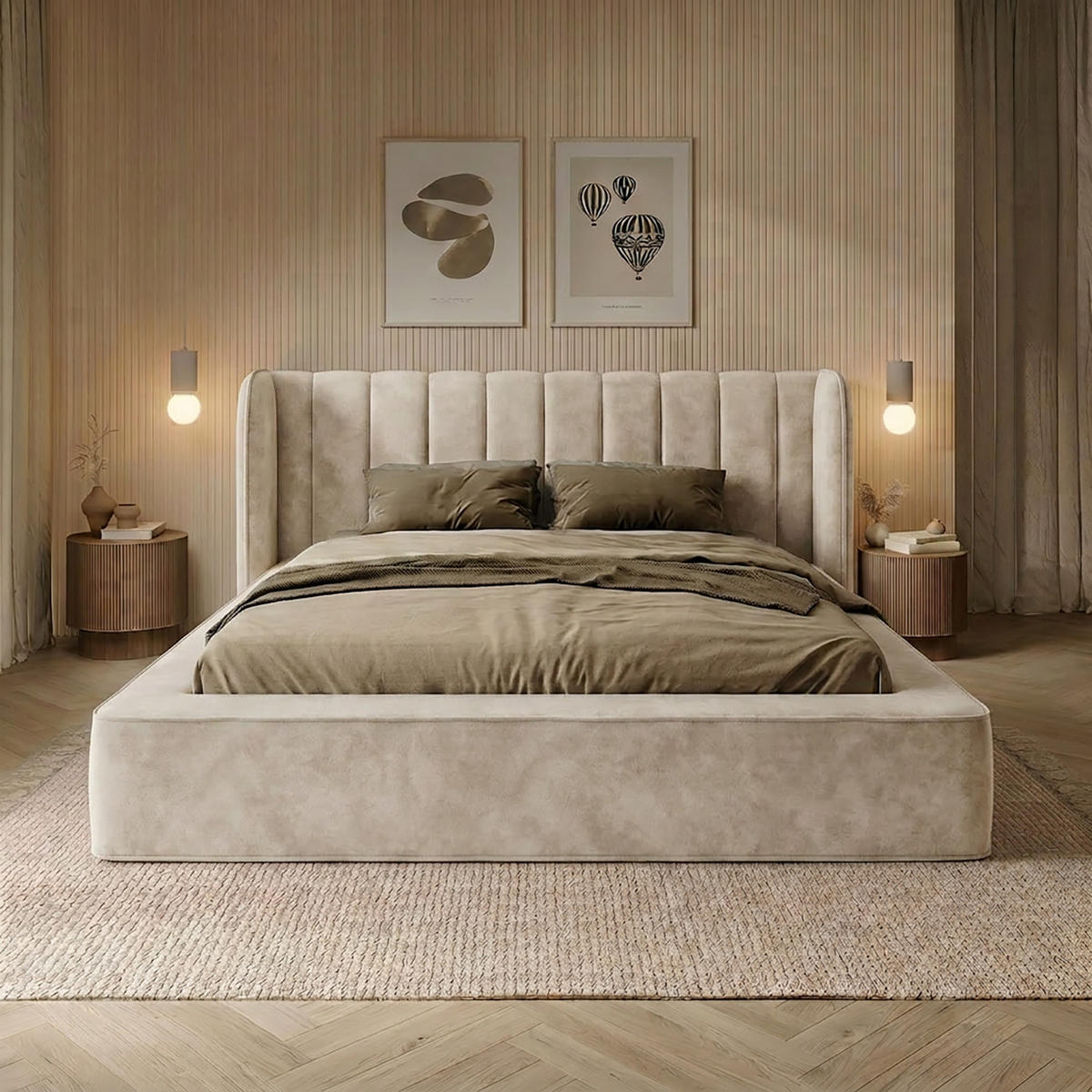 POLSTERBETT GONDO 160x200 cm, Creme - Creme, Textil (200/160cm) - Fedve