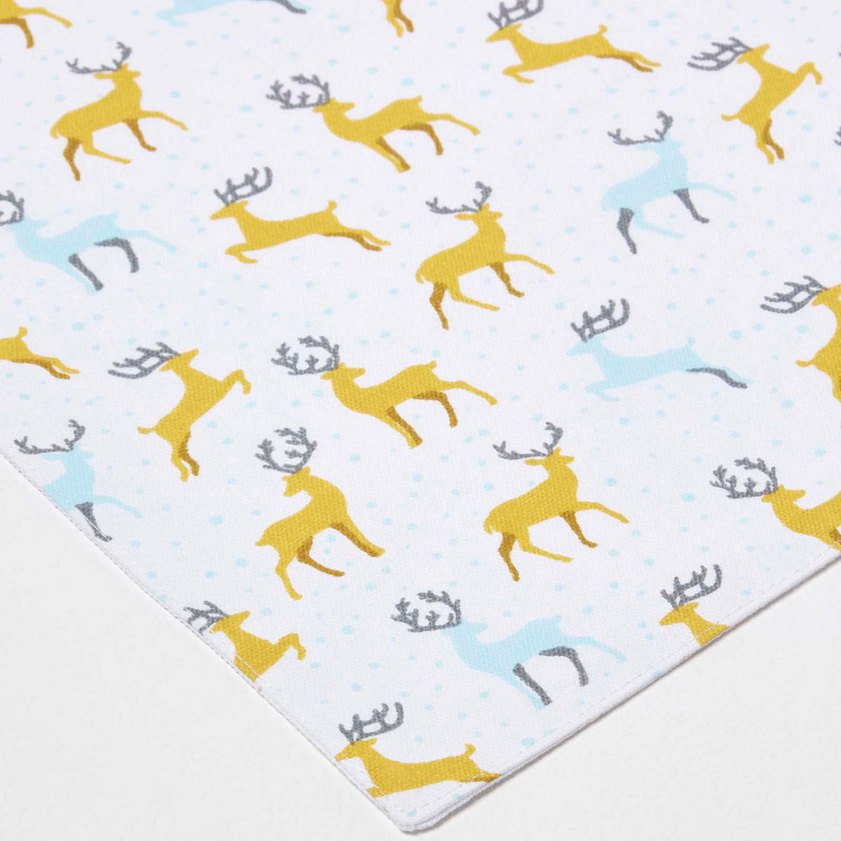 TISCHLÄUFER Weihnachten – Majestätischer Hirsch grau-gelb, 35/250 cm, 100% Baumwolle - Gelb, Textil (35/250cm) - Homescapes