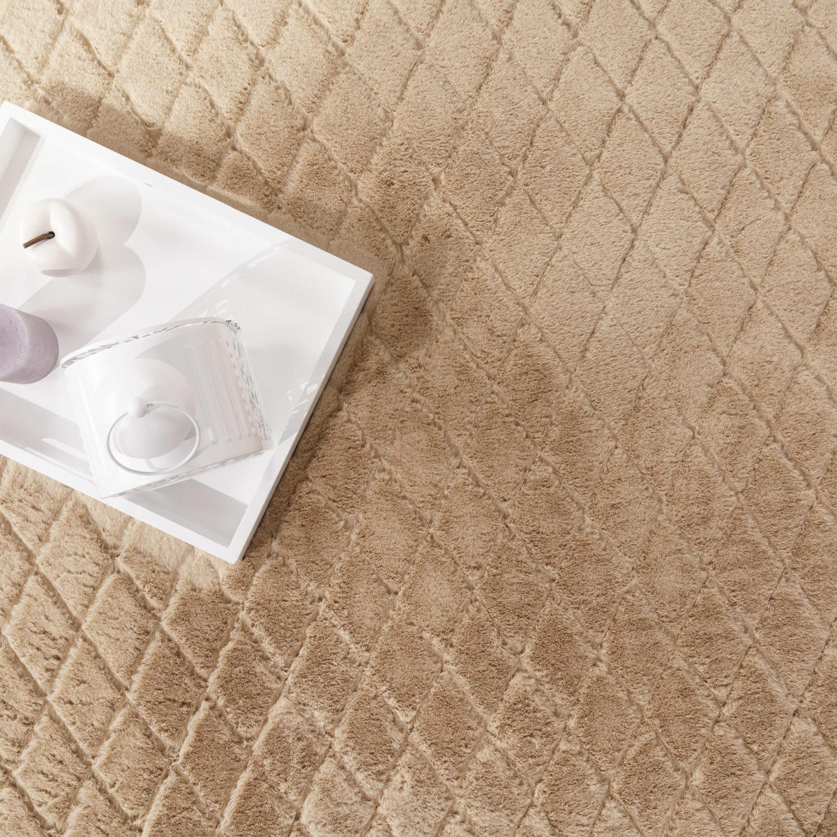 HOCHFLORTEPPICH Rauten Beige 120 x 160 cm - Beige, Kunststoff (120/160cm) - TT Home