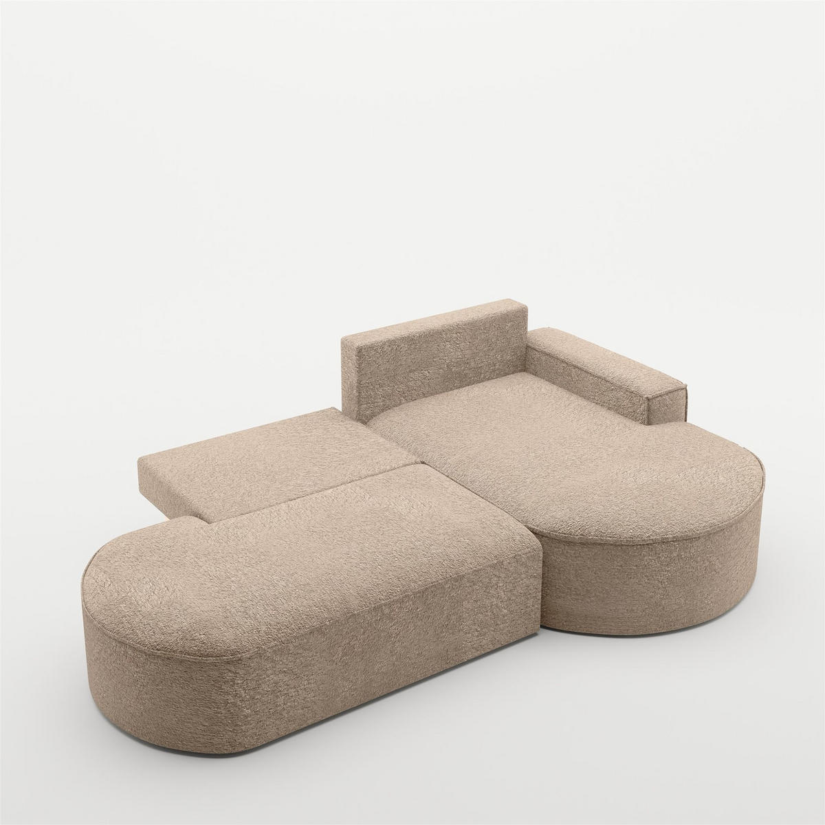ECKSOFA Venedig Mit Schlaffunktion - Sandfarben, Holzwerkstoff/Textil (278/179cm) - Fun Möbel
