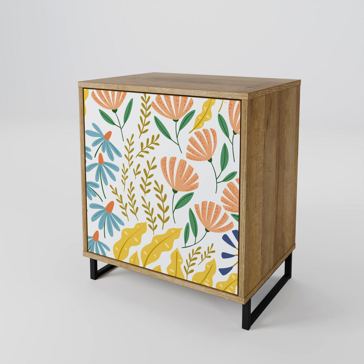 SIDEBOARD HELLO SPRING, Eichefarben, 57,5x42x57,5 cm, Ohne Füße - Eichefarben/Multicolor, Holzwerkstoff (57.5/57.5/42cm) - SpaceRebels