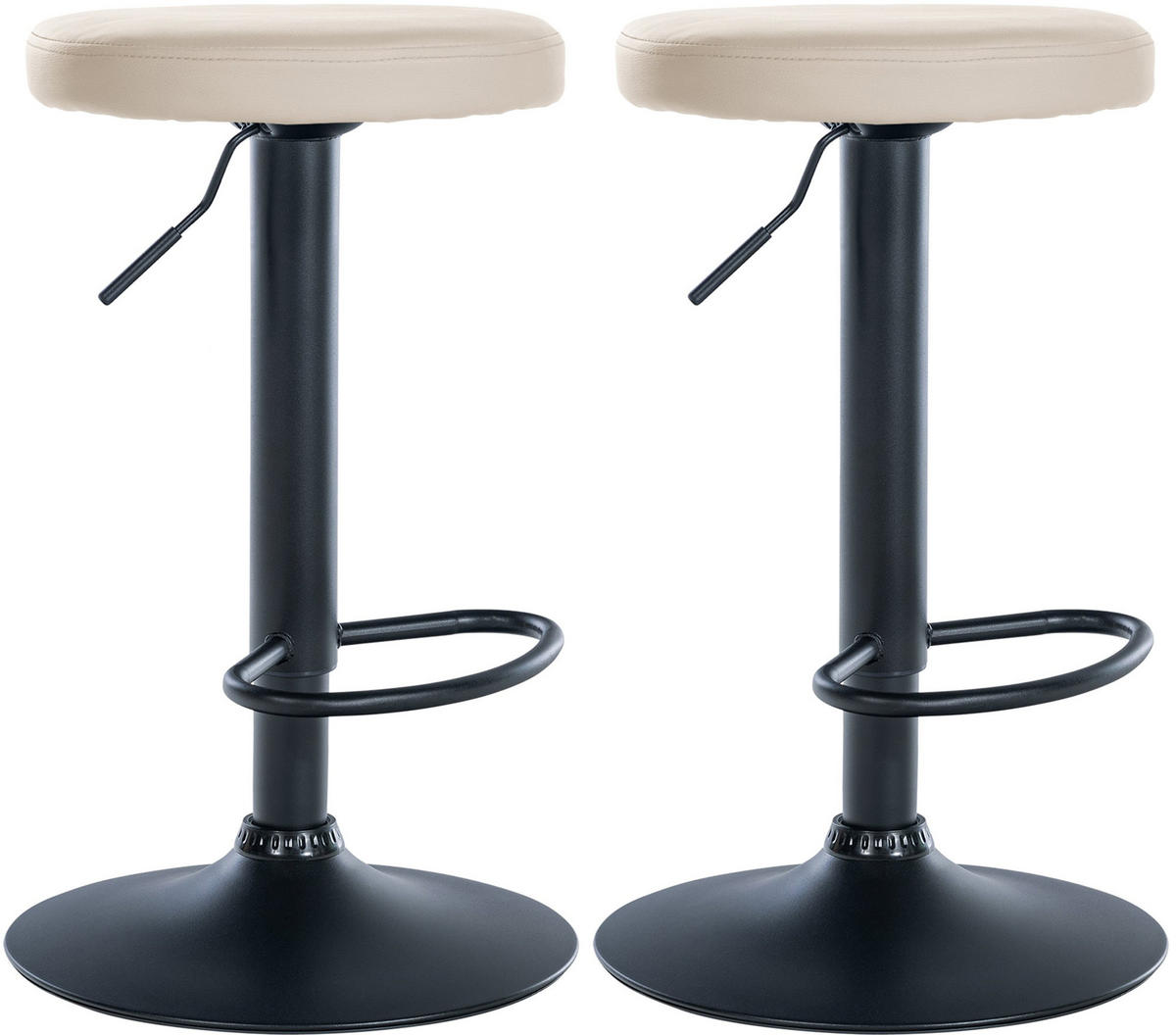 BARHOCKER 2er Set Lederlook creme - Creme, Textil/Metall (38.5/60/38.5cm) - CLP