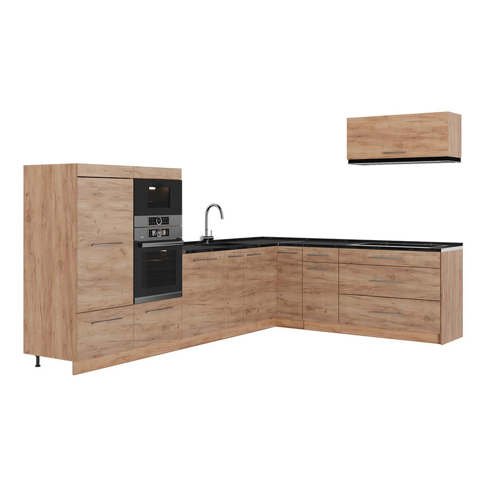 ECKKÜCHE Fame-Line, Goldkraft Eiche/Goldkraft Eiche, 327 x 227 cm, AP Anthrazit - Honigeiche, Holzwerkstoff (327/153.6/60cm) - Vicco