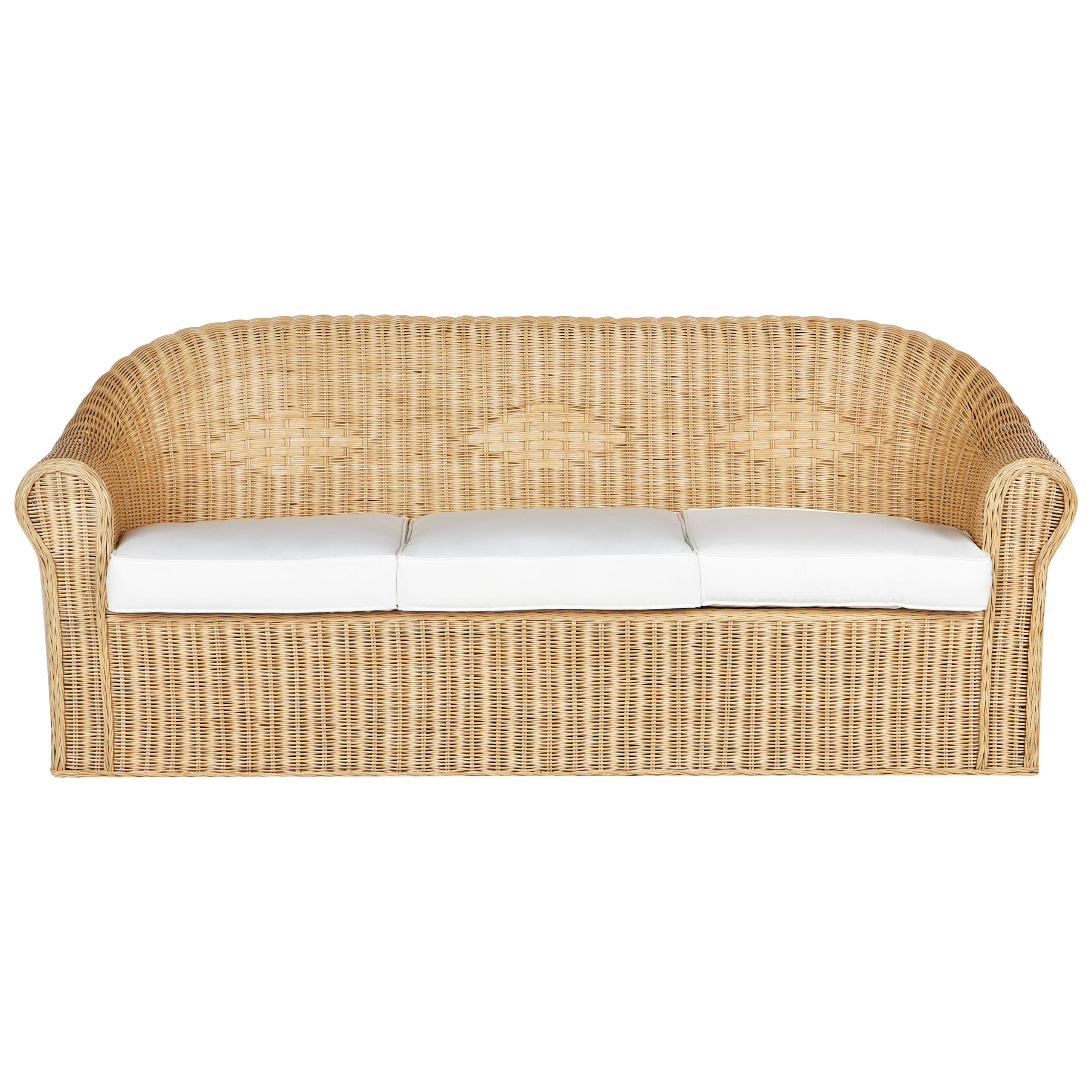 GARTENSOFA 3-Sitzer Rattan natürlich Livadeia - Naturfarben, Naturmaterialen (75/82/202cm) - Beliani