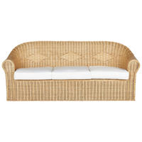 GARTENSOFA 3-Sitzer Rattan natürlich Livadeia - Naturfarben, Naturmaterialen (75/82/202cm) - Beliani