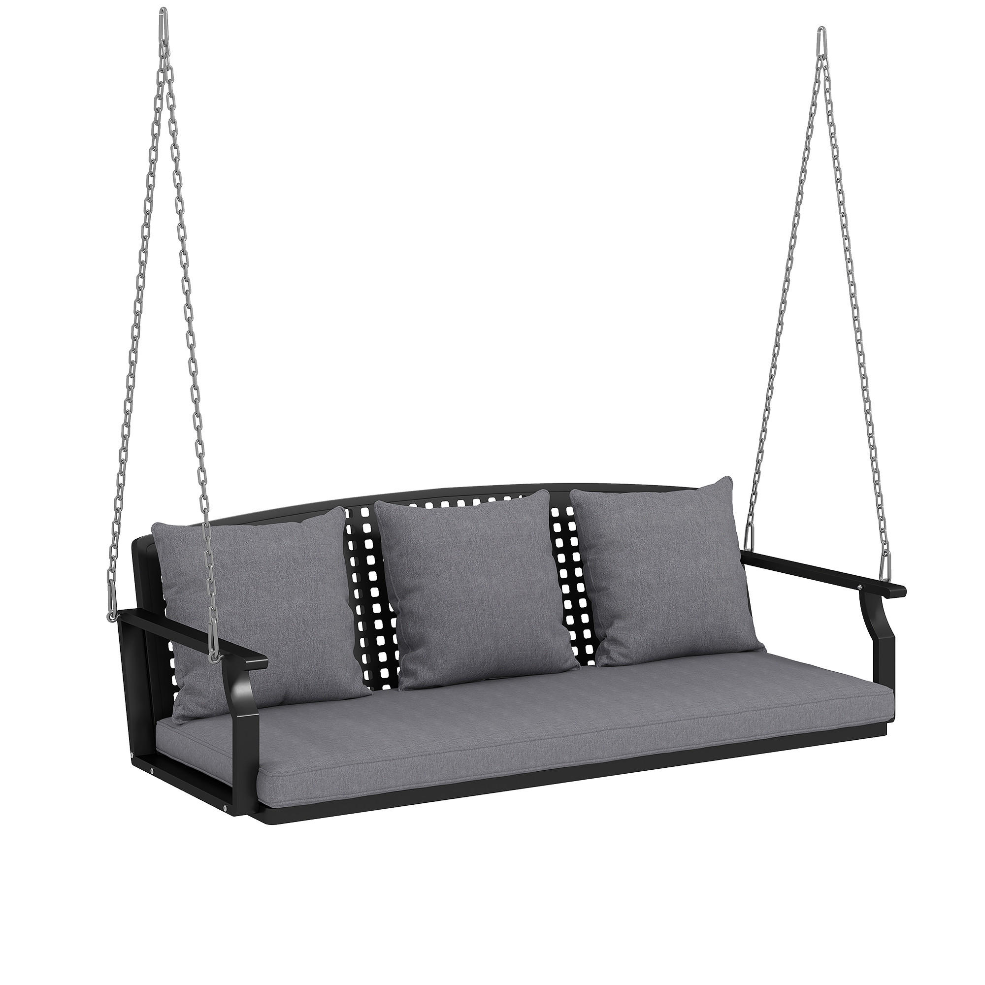 HÄNGEBANK Stahl Grau - Schwarz/Grau, Textil/Metall (66/51/154cm) - Outsunny