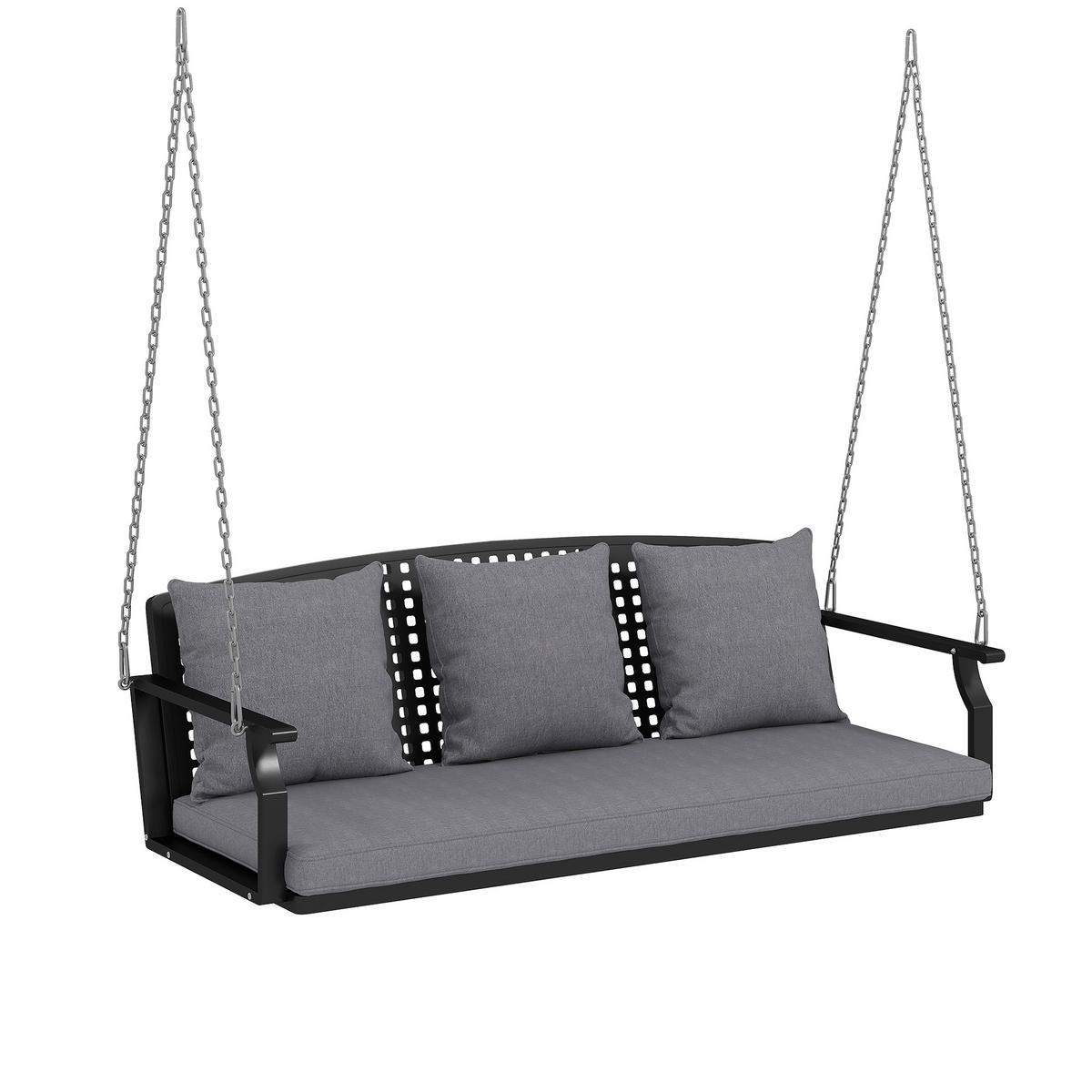 HÄNGEBANK Stahl Grau - Schwarz/Grau, Textil/Metall (66/51/154cm) - Outsunny