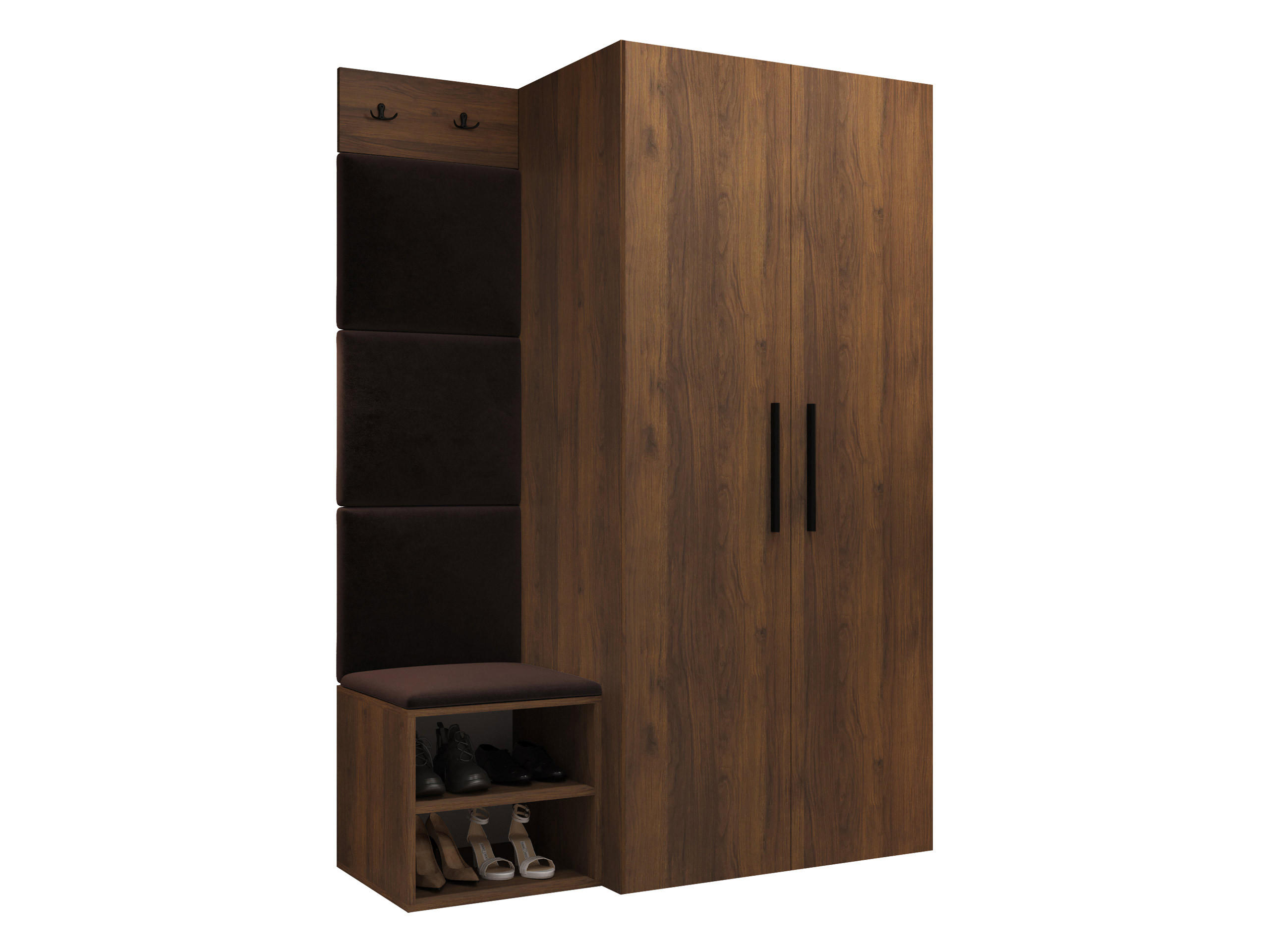 GARDEROBEN-SET Medi IV - Nussbaumfarben/Schwarz, Holzwerkstoff/Kunststoff (80/191/50cm) - MIRJAN24