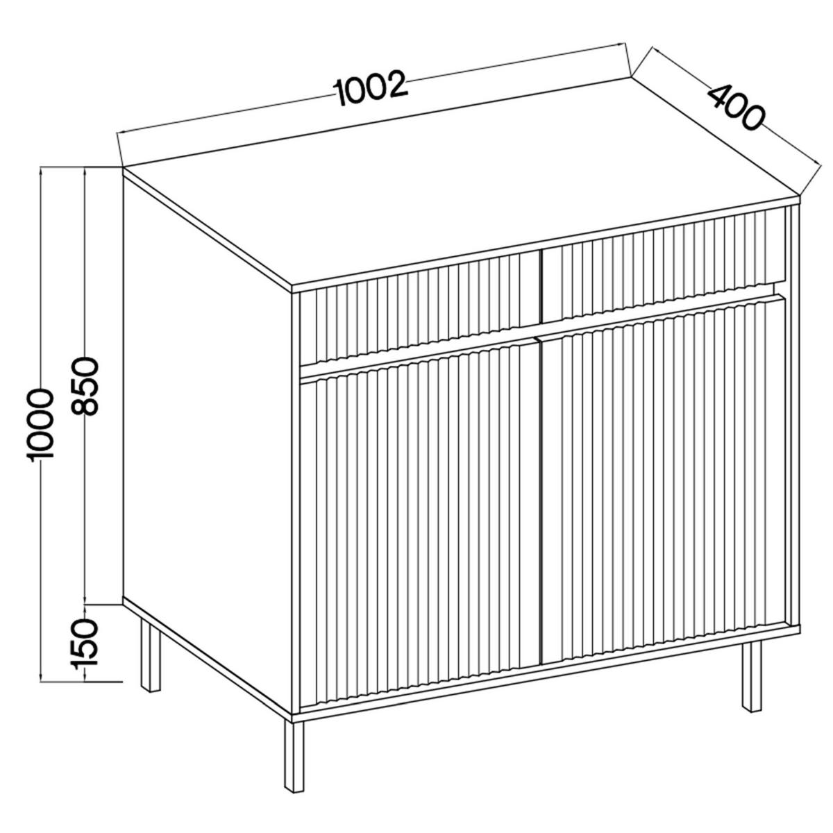 SIDEBOARD Osaka Eichenholzoptik Evoke 100 cm - Eichefarben/Schwarz, Holzwerkstoff/Metall (100.2/100/40cm) - Selsey