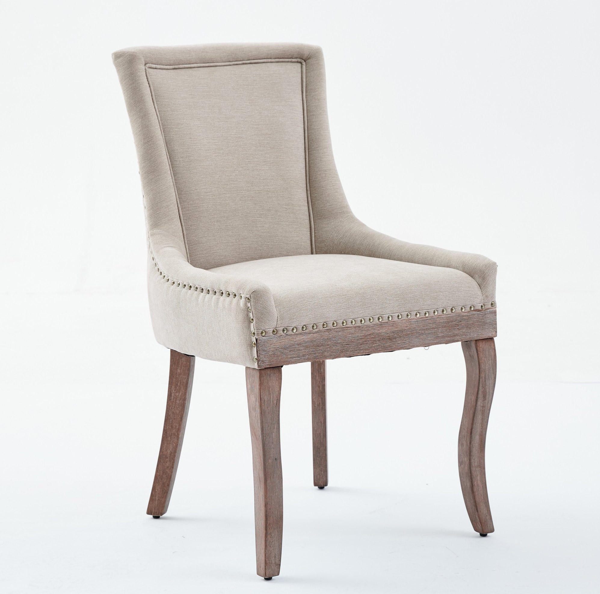 ESSZIMMERSTUHL 2er-Set mit hoher Rückenlehne Chenille Beige - Beige, Holz (55/92.5/61cm) - Meubliv