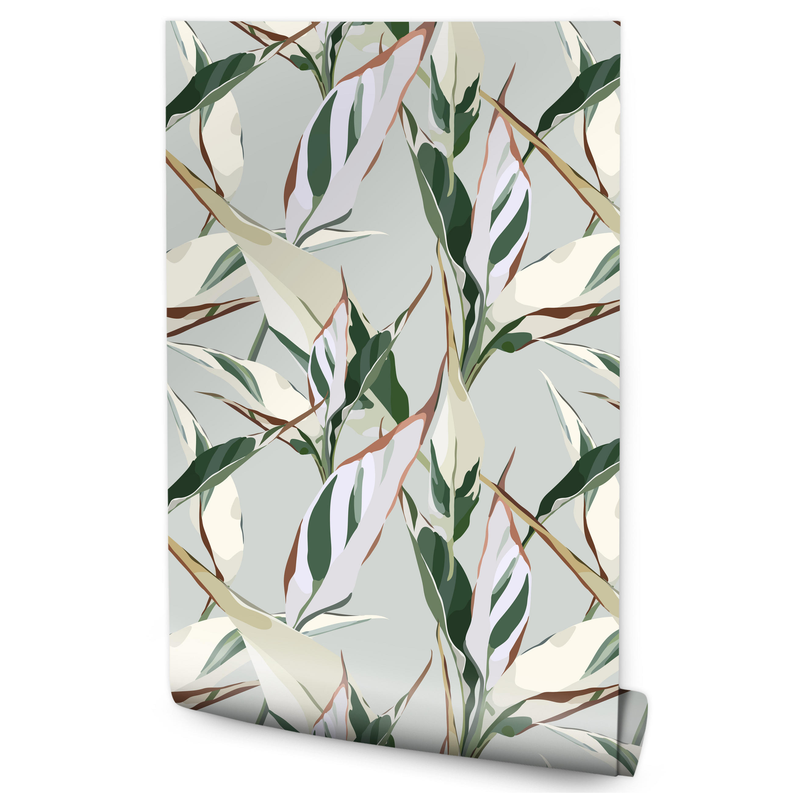 VLIESTAPETE Tropische Blätter und Paradiesblumen – Grün, Rosa, Beige – 50x1000 cm - Beige/Rosa, Papier (50/1000cm) - Muralo