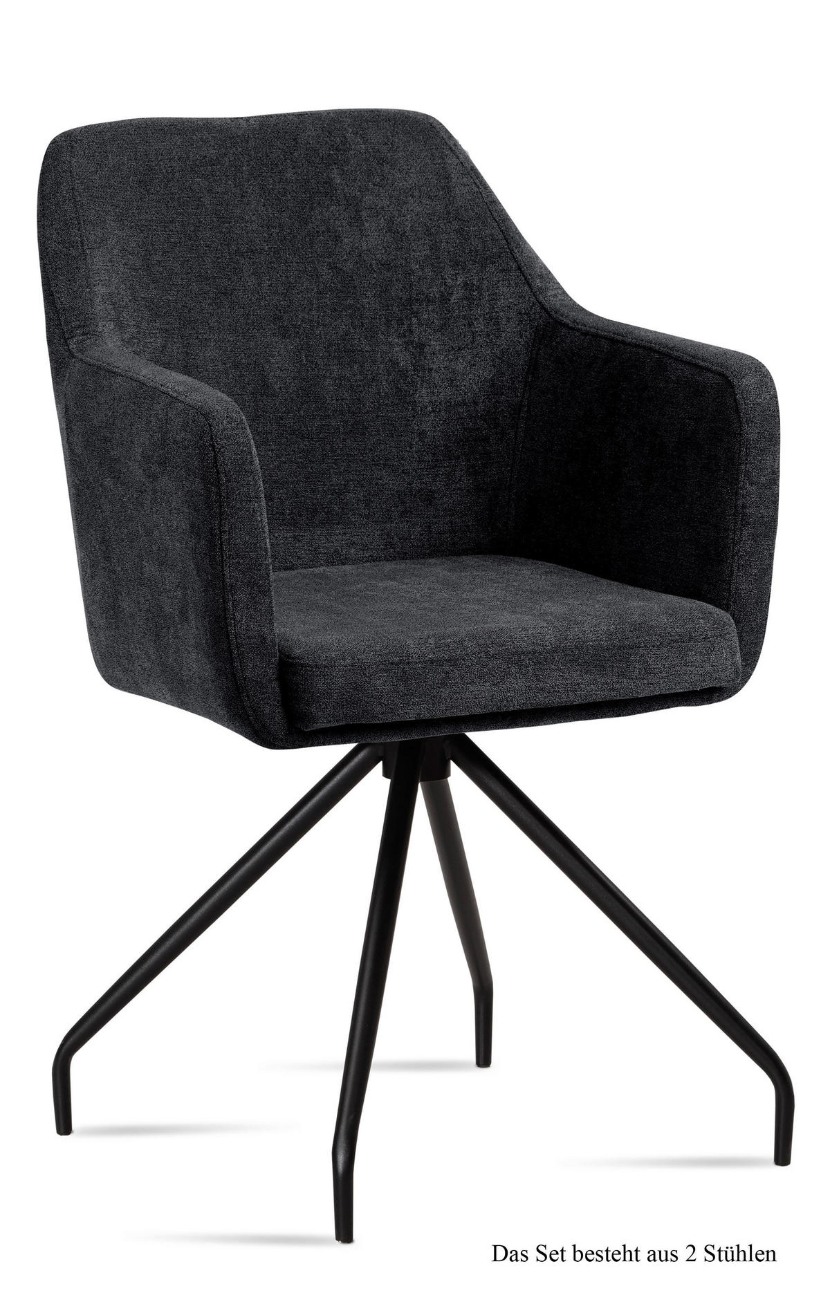 ARMLEHNSTUHL (2er-Set) Dijana 57x87x60 Schwarz/Anthrazit - Anthrazit/Schwarz, Kunststoff (60/87/57cm) - 58aufmkessel