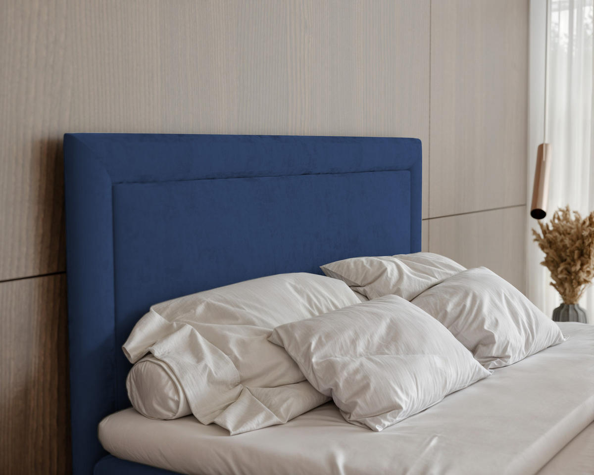 BOXBETT NERO 200/200 cm mit Matratze und Topper, Dunkelblau - Schwarz/Dunkelblau, Holzwerkstoff/Textil (200/200cm) - Idohome