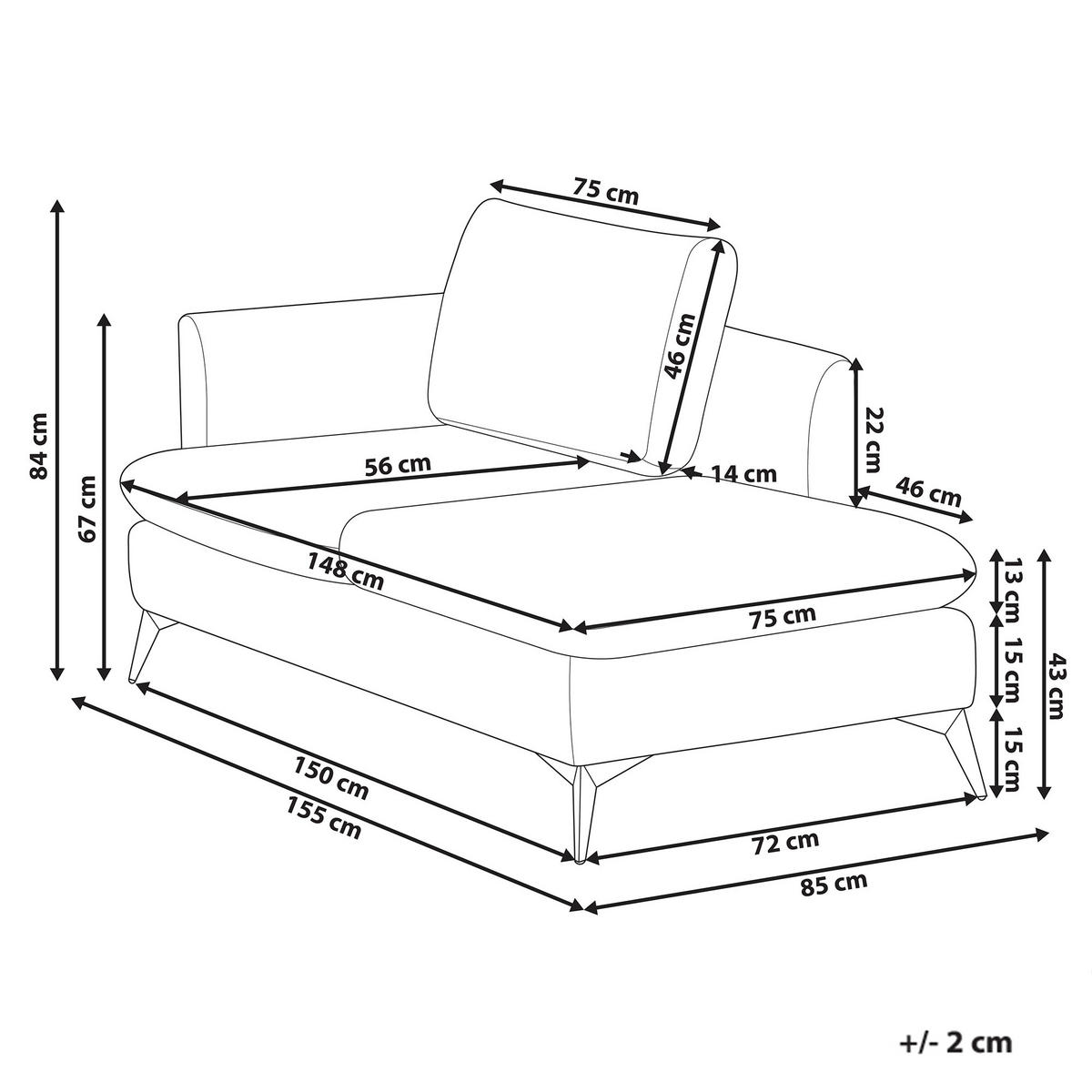 ČALOUNĚNÉ LEHÁTKO CHAISE LONGUE LEVOSTRANNÉ Látka Světle béžové Sievoz - černá/béžová, textil (155/84/85cm) - Beliani