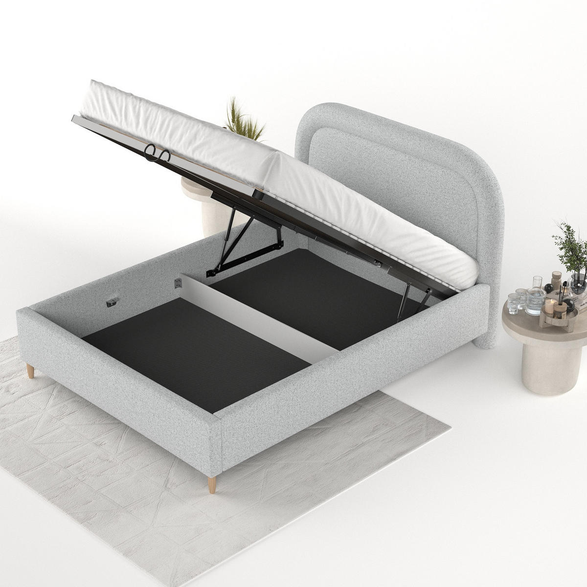 POLSTERBETT Zoya 160/200 cm Hellgrau im Riva Stoff - Hellgrau/Naturfarben, Holz/Holzwerkstoff (160/200cm) - AltaBeds