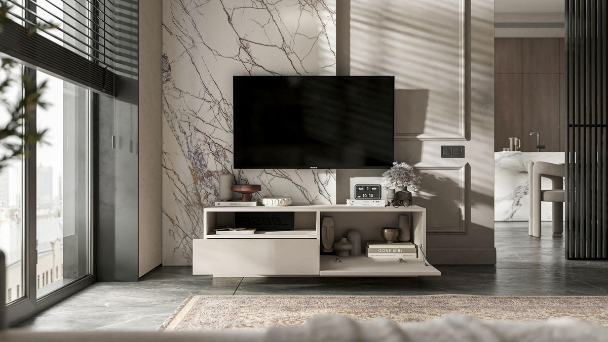 TV-SCHRANK Enjoy Kaschmir matt Loft Schublade 120 cm - Kaschmir, Holzwerkstoff (120/37/35cm) - Meble Lindner