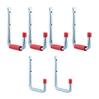 6XWANDHAKEN - Silberfarben, Textil/Metall (2.5/22/15.5cm) - Relaxdays