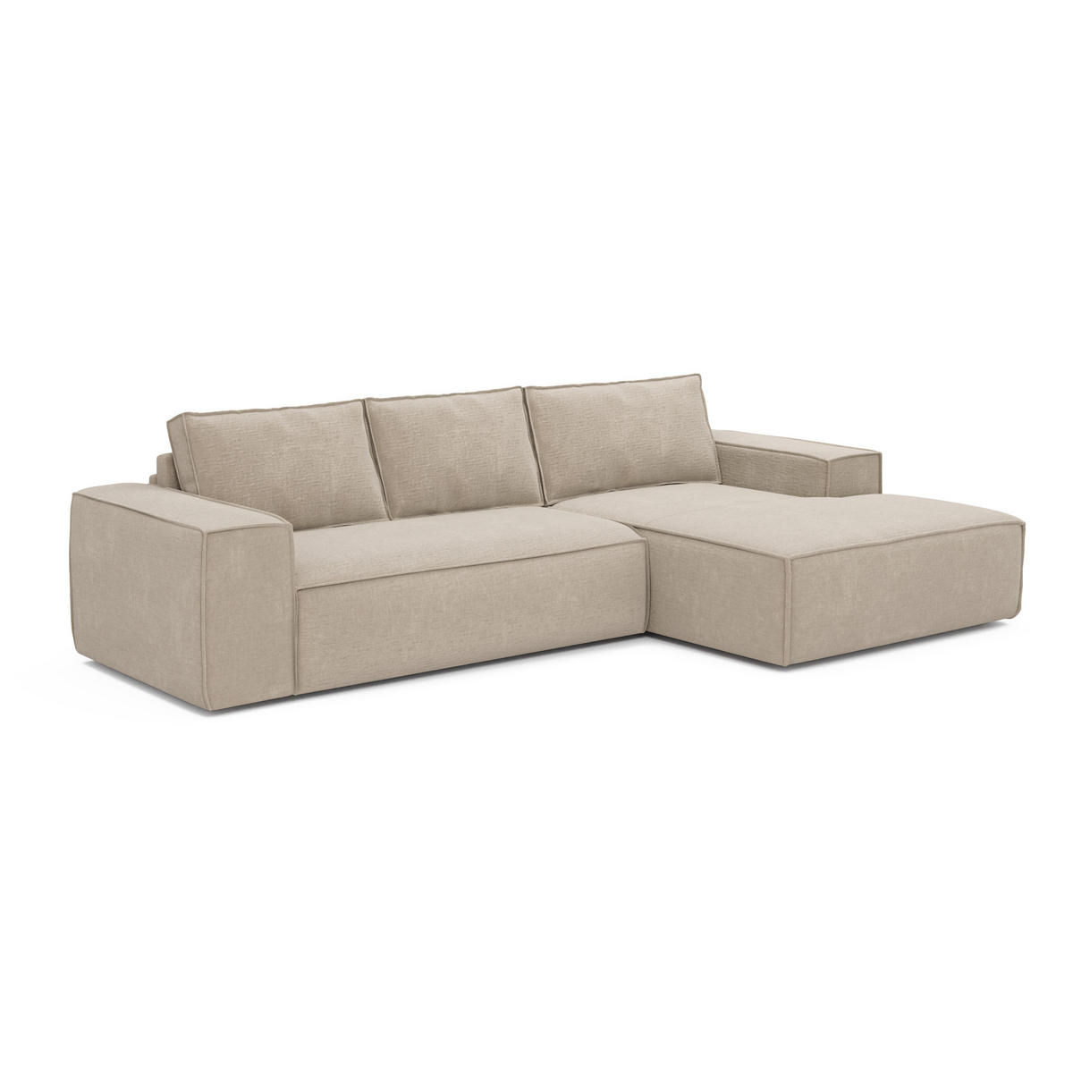 ECKSOFA RECHTS Samt Beige 302cm - Beige, Textil (302/165cm) - Sia Home