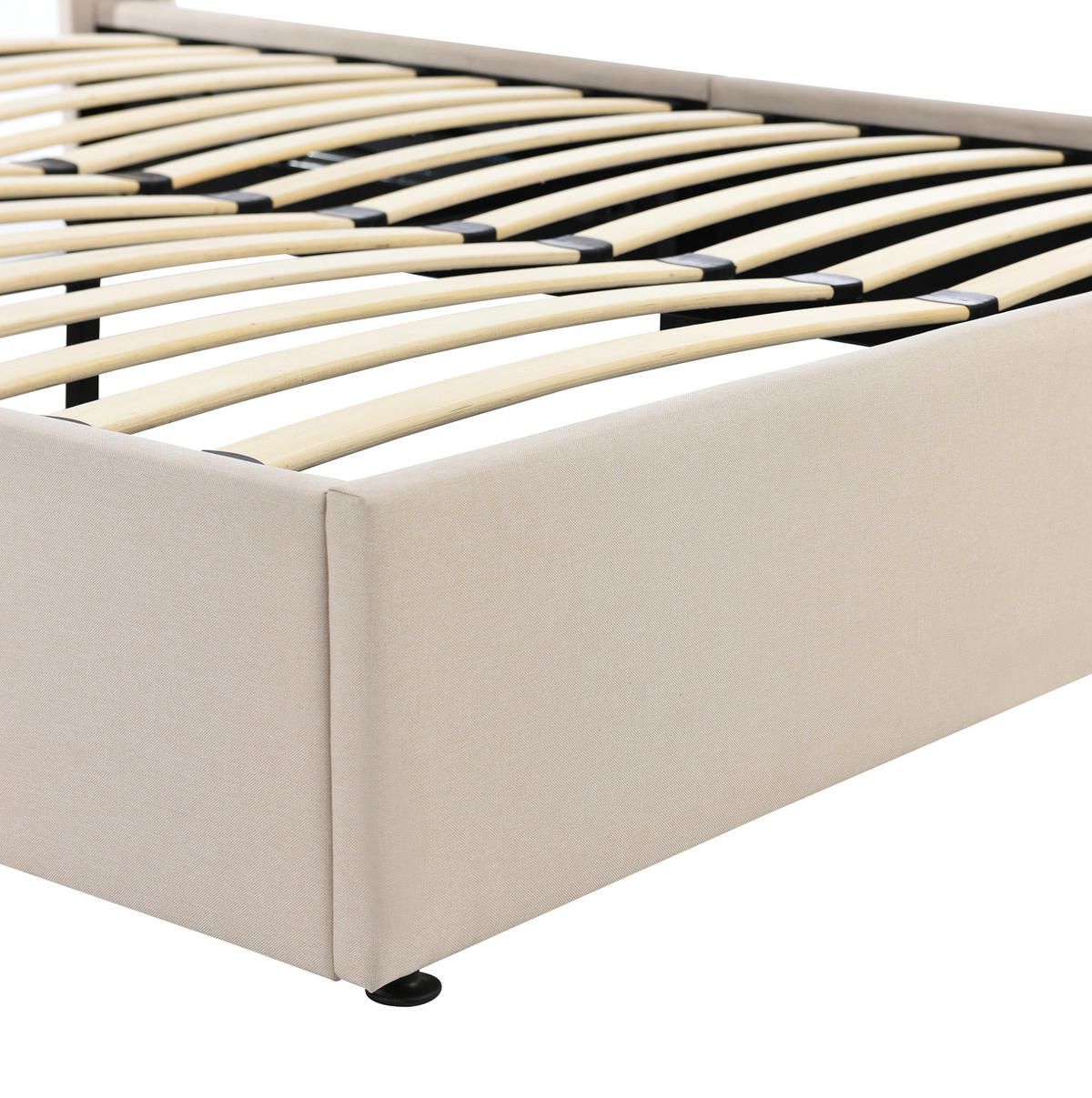 POLSTERBETT mit Bettkasten 140/200 cm in Beige mit gepolstertem Kopfteil - Beige, Textil (140/200cm) - BEAOK